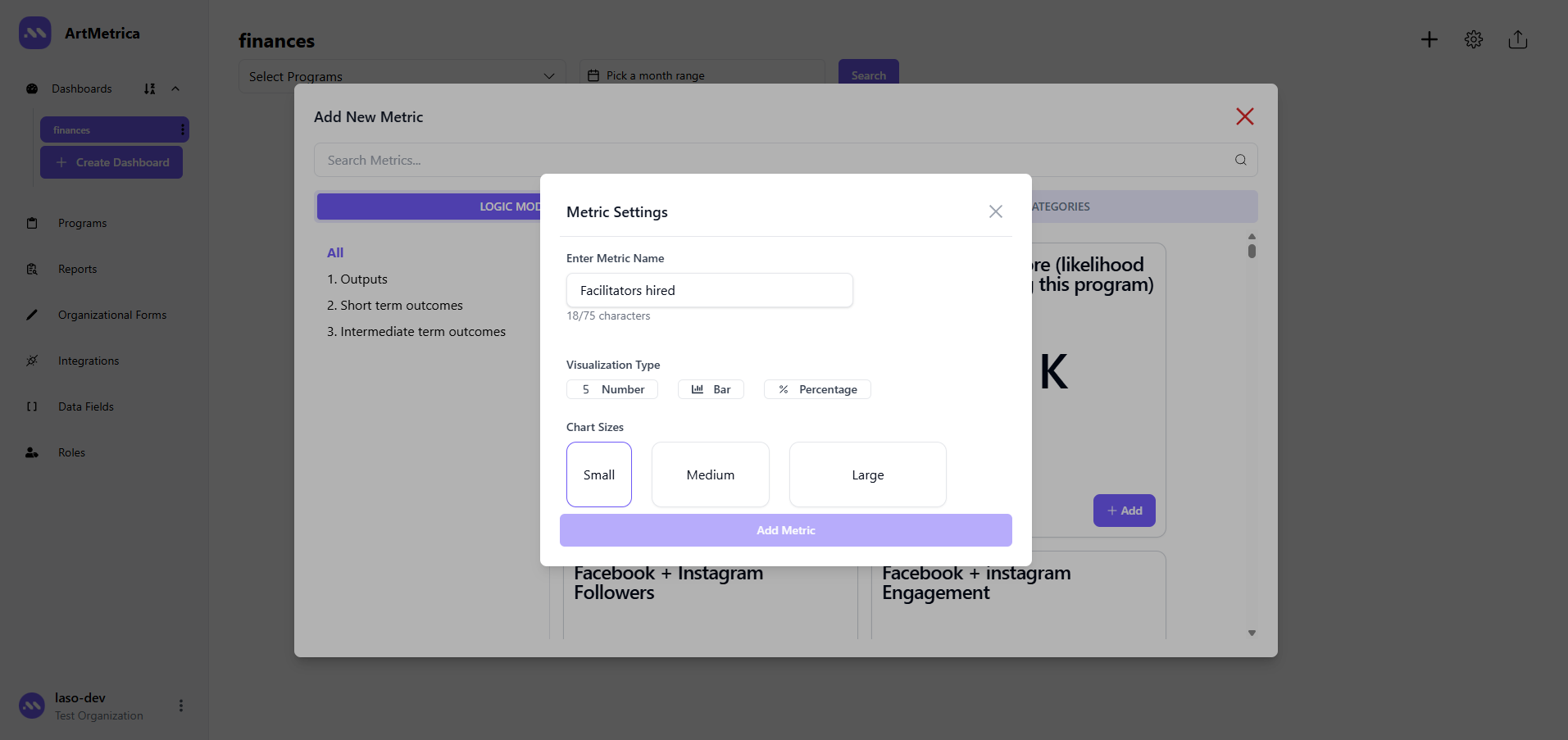 Dashboard and analytics